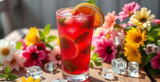 Iced Hibiscus Tea Mocktail