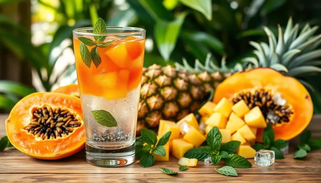Ingredients for fresh fruit mocktail
