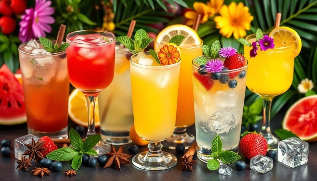 Mocktail Variations including Honeydew Lemon Mocktail with different fruits and spices