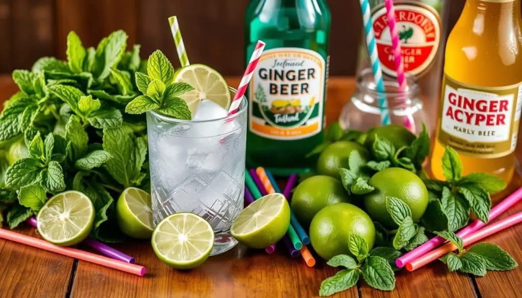 Mocktail ingredients for a refreshing drink