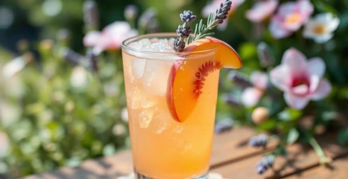 Peach Lavender Fizz Mocktail