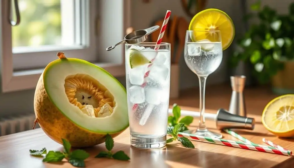 Preparation of Honeydew Spritz Mocktail