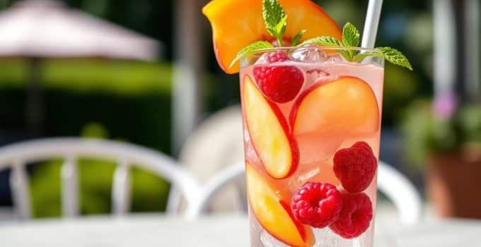 Raspberry Peach Fizz Mocktail