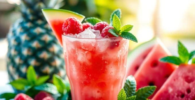 Raspberry Watermelon Slush Mocktail