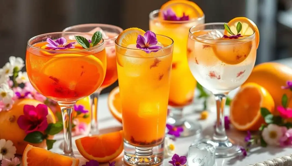 Refreshing mocktails with citrus flavors and floral notes