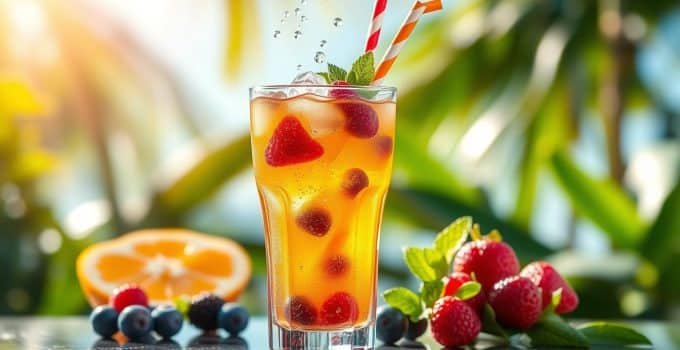 Sparkling Mango Berry Mocktail