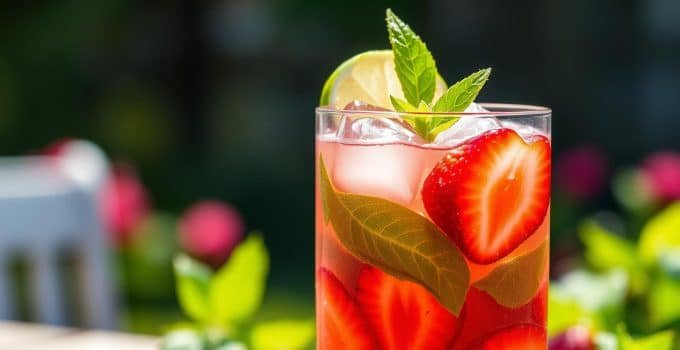 Strawberry Basil Cooler Mocktail