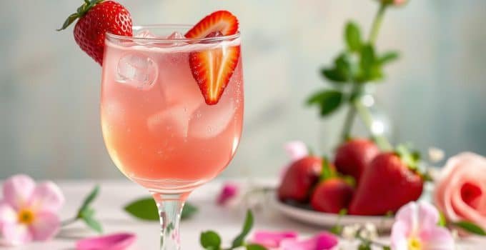 Strawberry Rose Spritz Mocktail