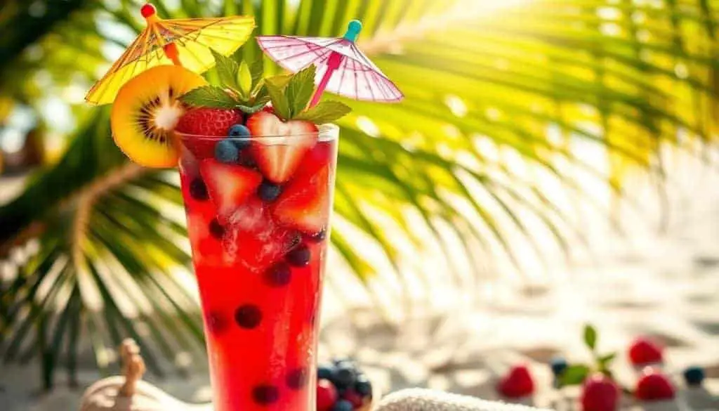 Tropical Fruit Blends in Tropical Berry Mocktail
