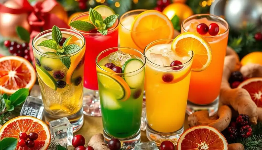 fresh fruit juices and ginger infusions for holiday beverages