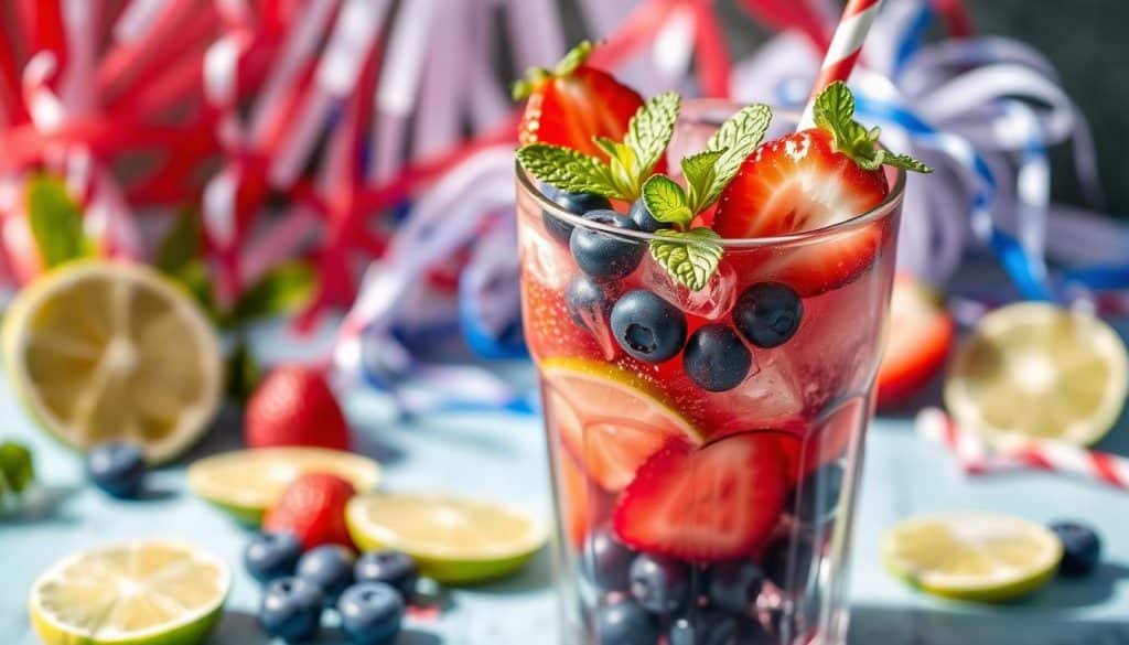 fresh fruits in mocktail presentation