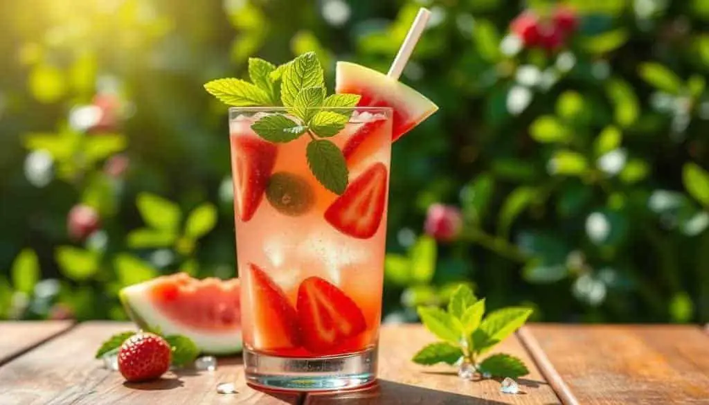 healthy drinks a Strawberry Watermelon Mocktail