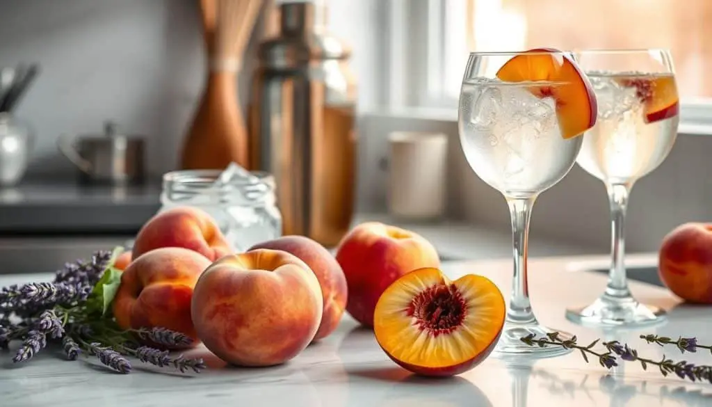 how to make Peach Lavender Fizz Mocktail