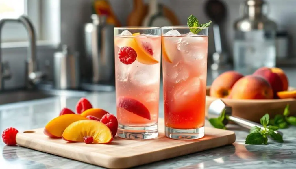 how to prepare Raspberry Peach Fizz mocktail