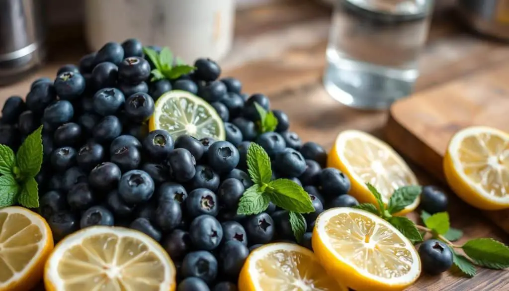 ingredients for Blueberry Lemon Zest Mocktail