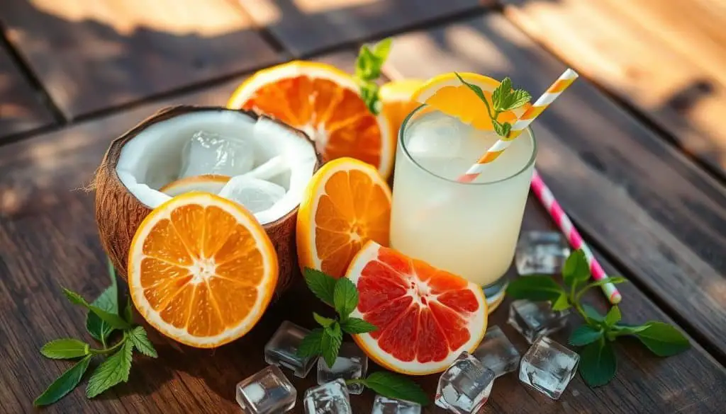 ingredients for Coconut Citrus Cooler Mocktail