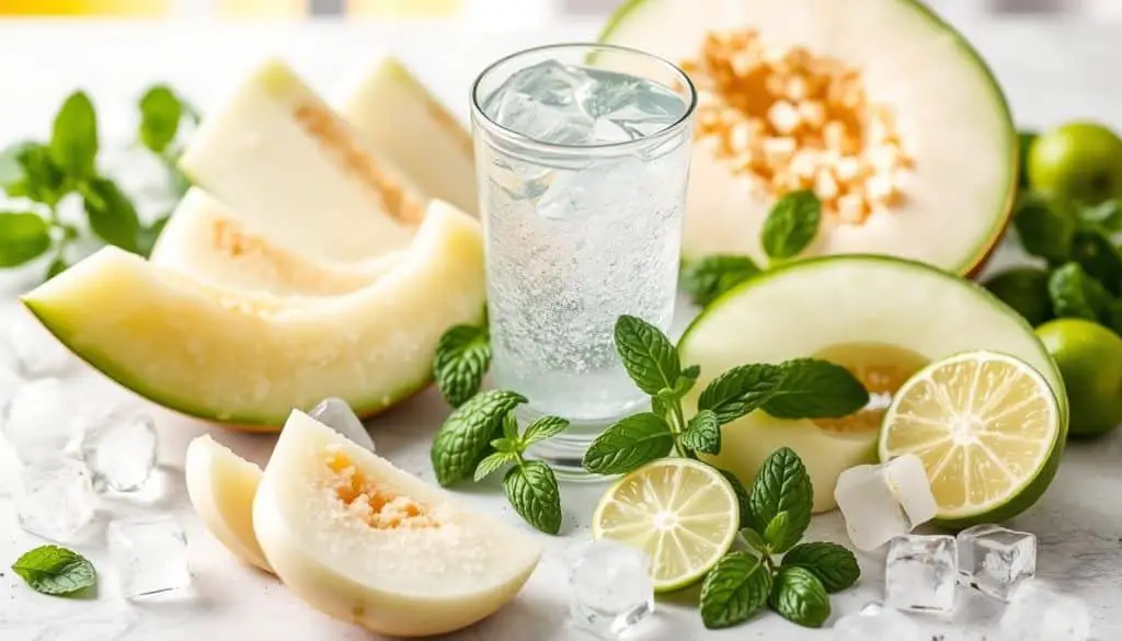 ingredients for Honeydew Spritz Mocktail