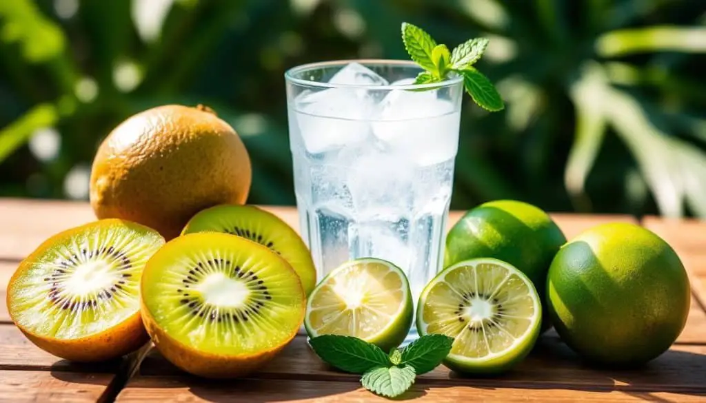 ingredients for Kiwi Lime Sparkler Mocktail