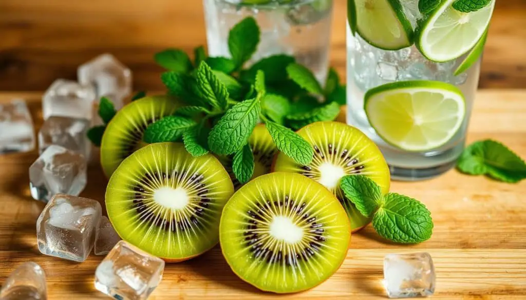 ingredients for kiwi mint cooler mocktail