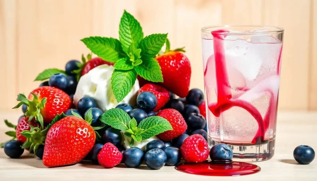 ingredients for the Vanilla Berry Swirl Mocktail