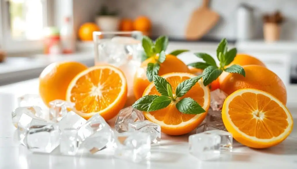 key ingredients for the Orange Bliss Sparkler Mocktail