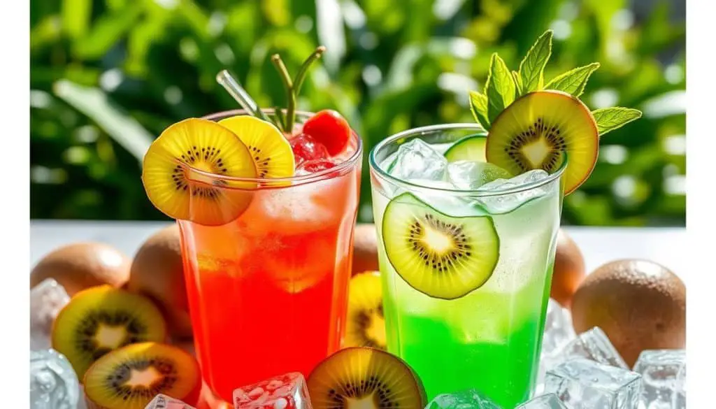 kiwi drinks and cucumber drinks