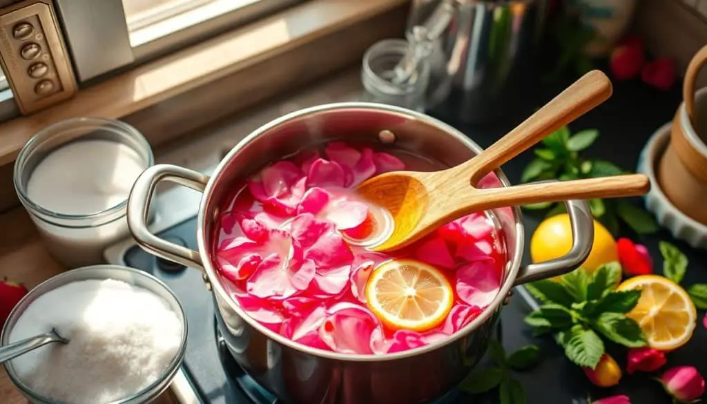 making rose syrup