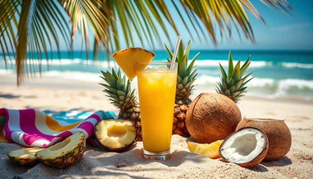 pineapple juice and coconut water summer refreshments