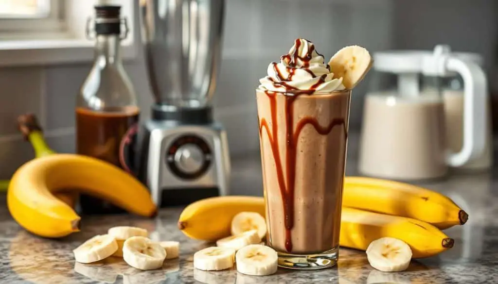 preparation of Chocolate Banana Milkshake Mocktail