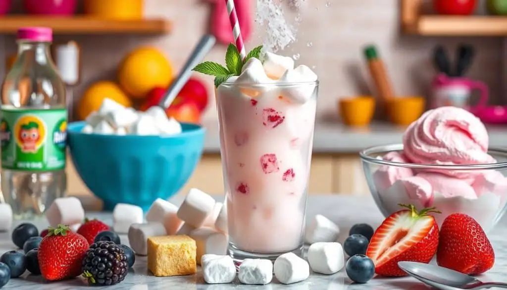 preparation of Marshmallow Float Mocktail