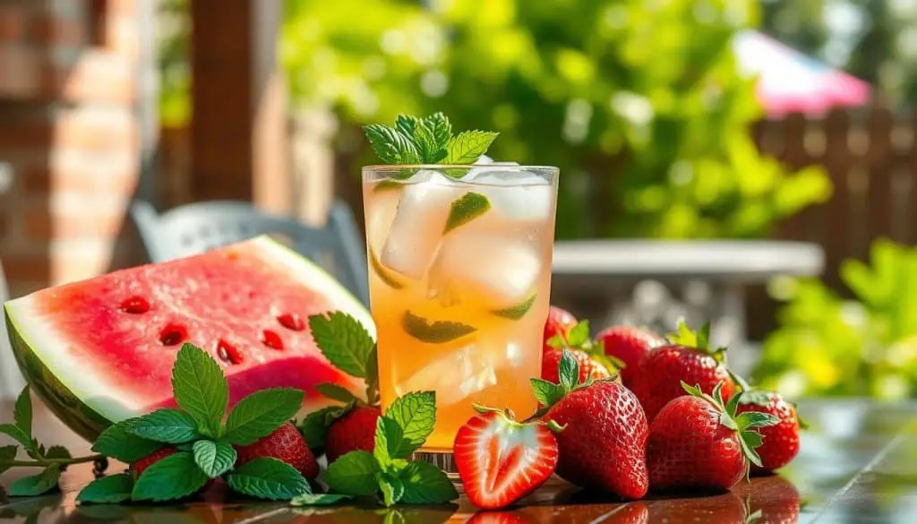 seasonal fruits in summer cocktails