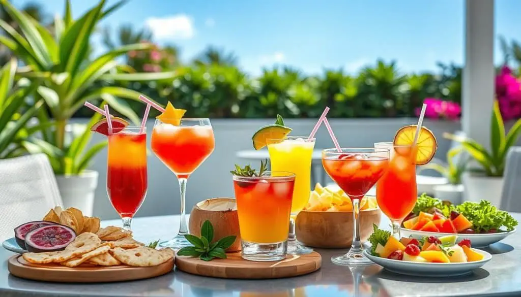 summer snacks with tropical mocktails