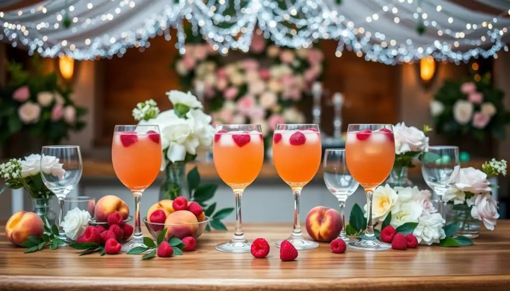 wedding reception ideas mocktail bar featuring Raspberry Peach Mocktail