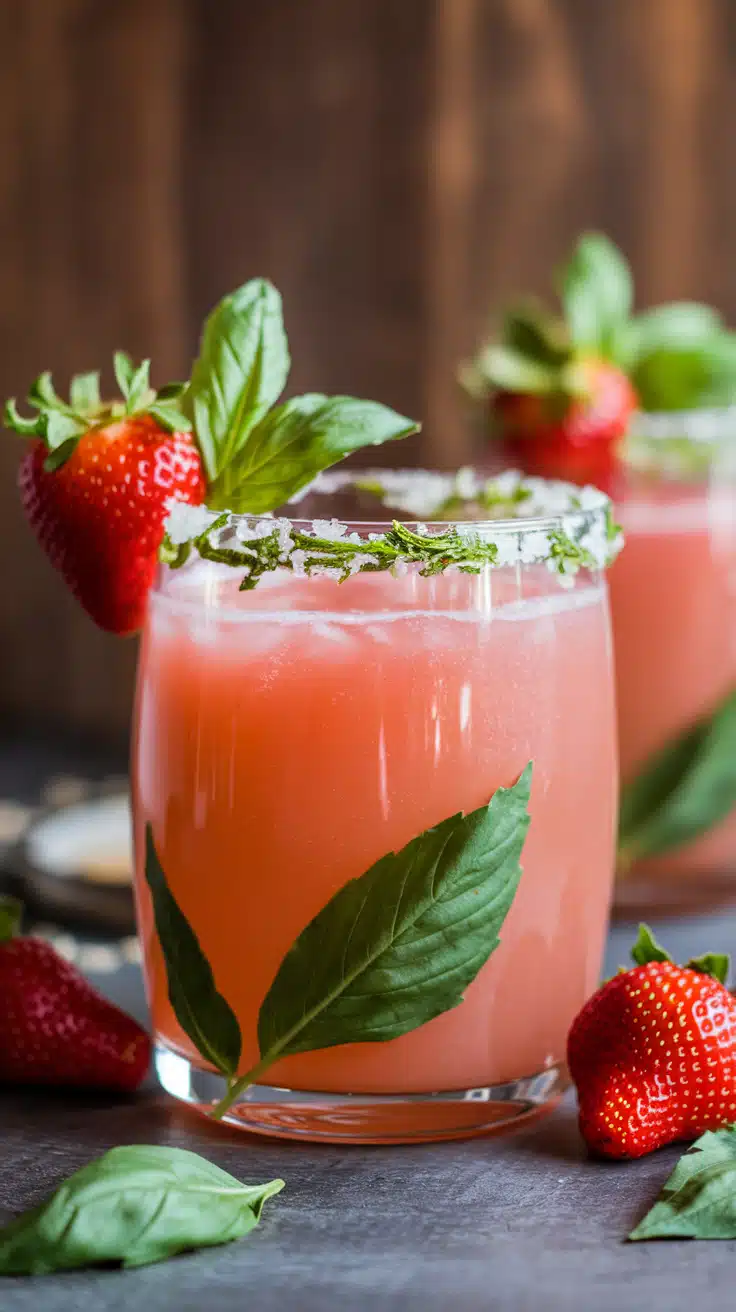 Strawberry Basil Margarita Mocktail