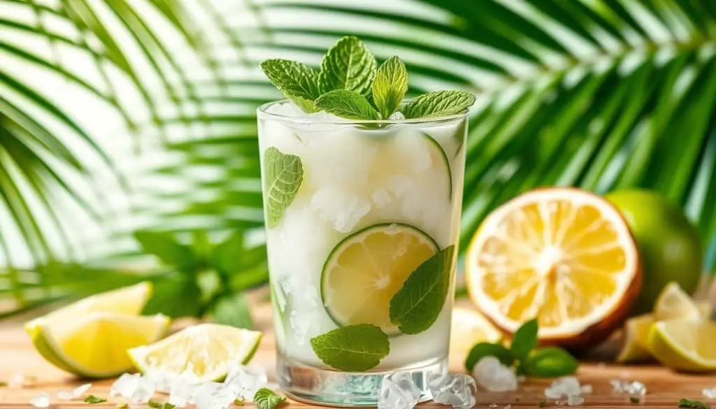 easy mocktail with lime and coconut