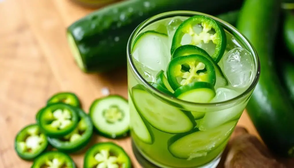 homemade mocktail with jalapeño