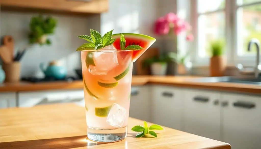 mocktail with watermelon and mint
