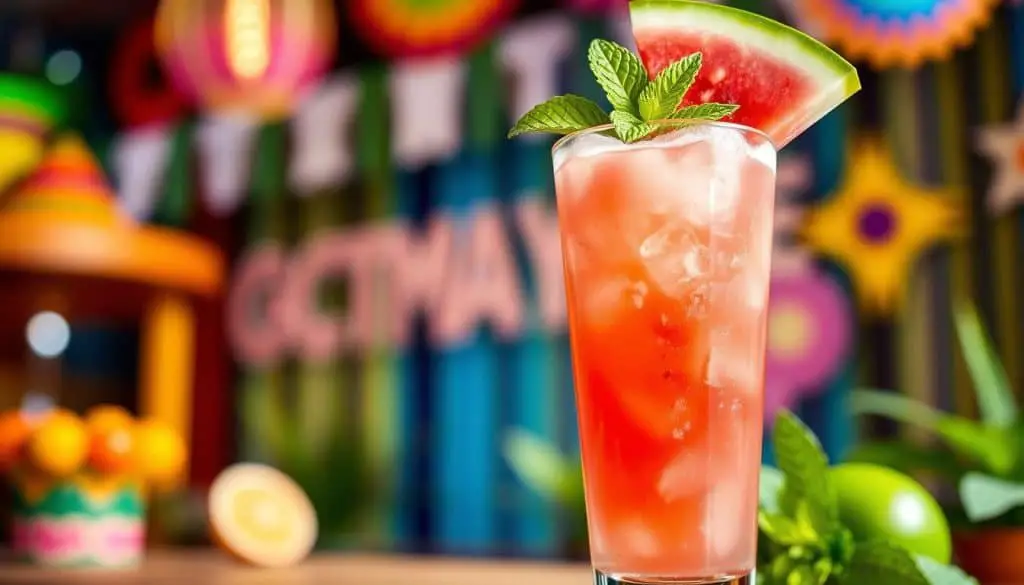 mocktail with watermelon and mint