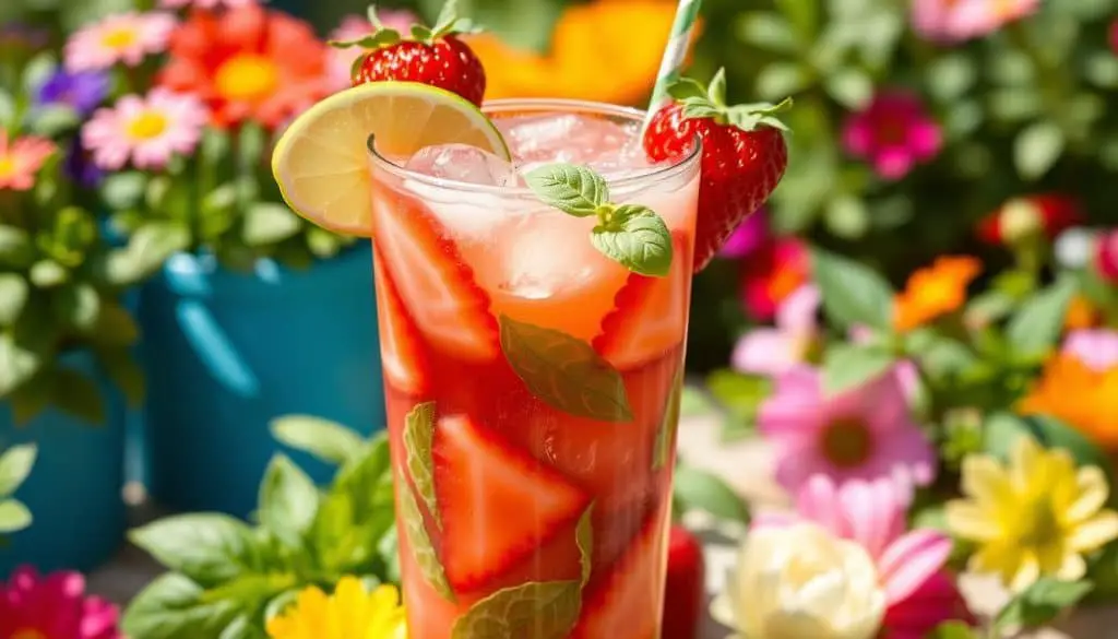summer mocktail with basil