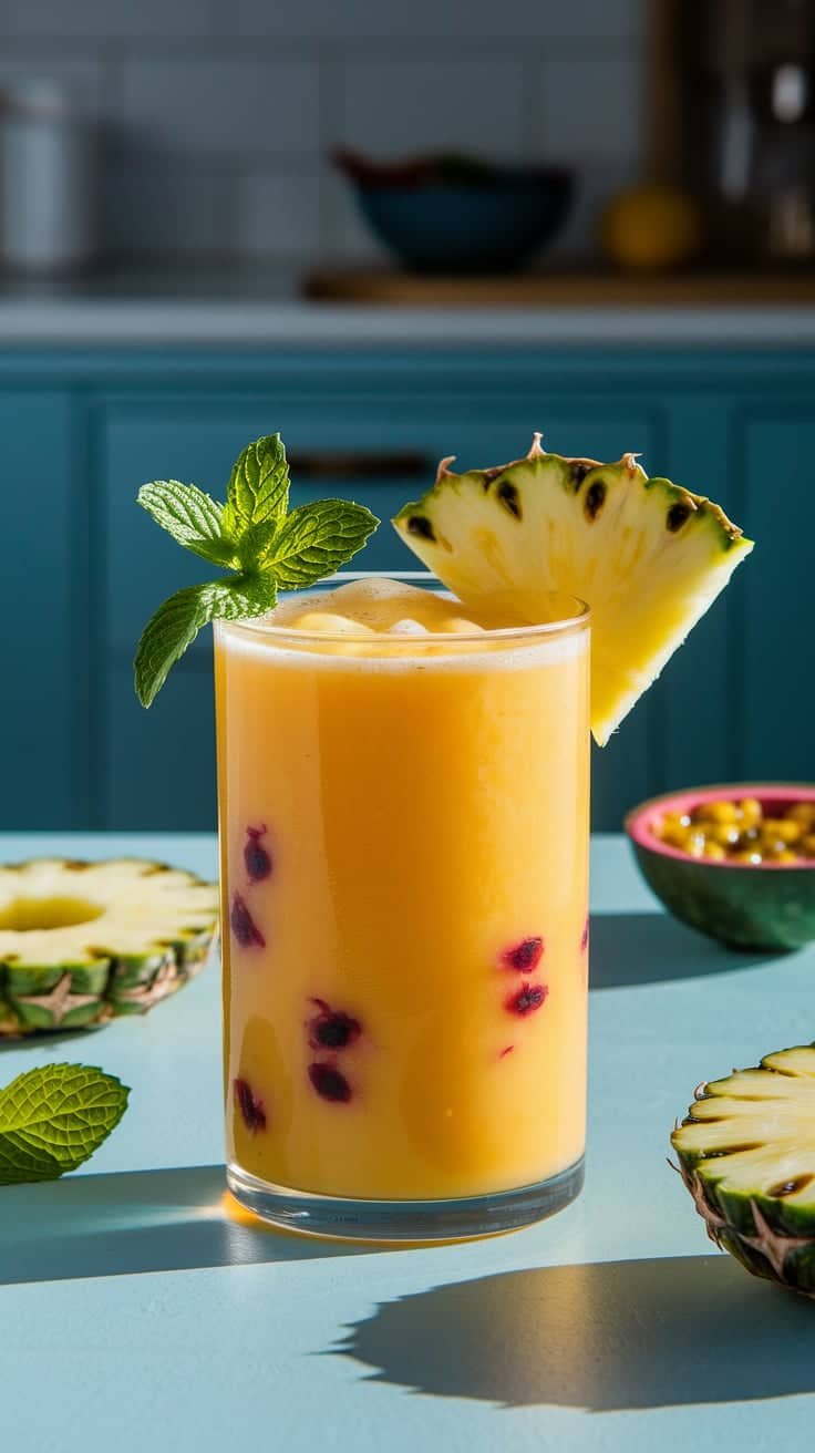 Tropical Pineapple Passionfruit Mocktail 