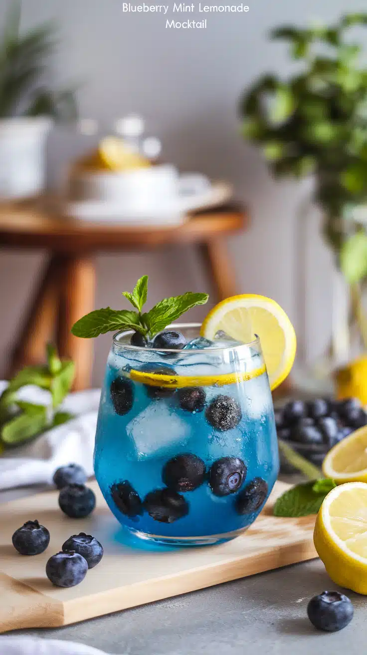 Blueberry Mint Lemonade Mocktail