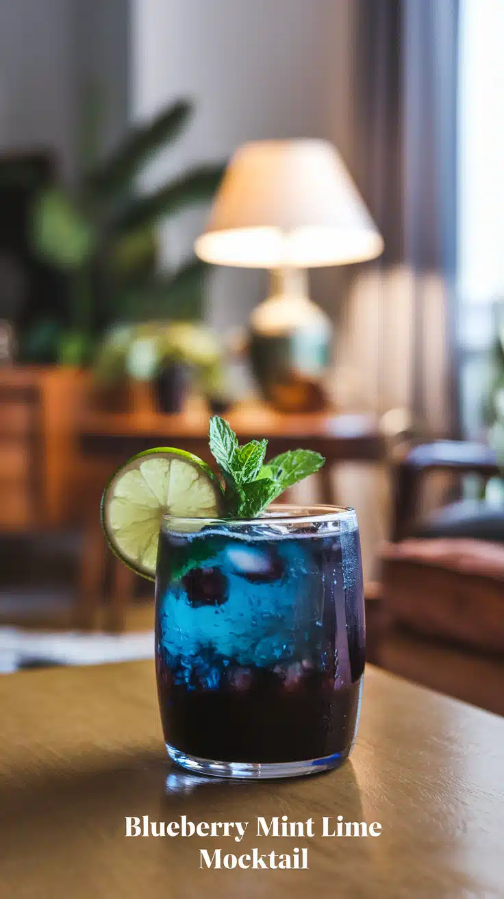 Blueberry Mint Lime Mocktail