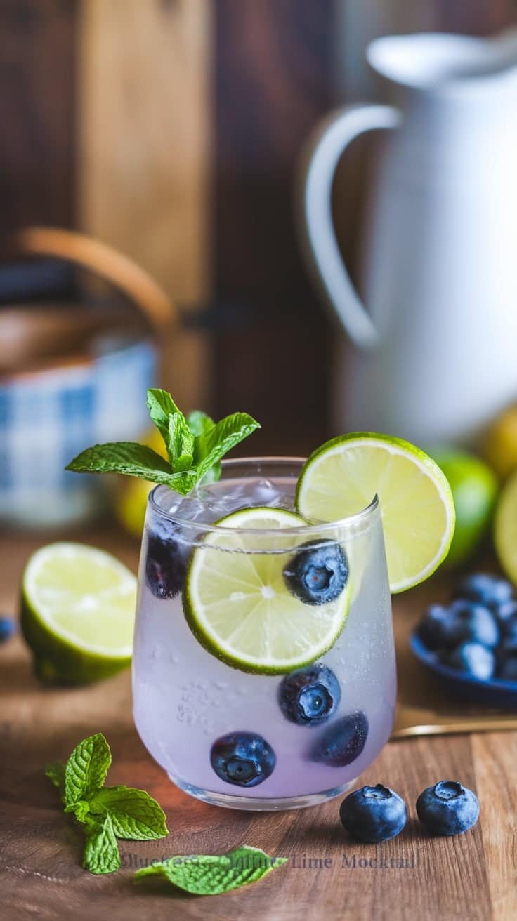 Blueberry Mint Lime Mocktail