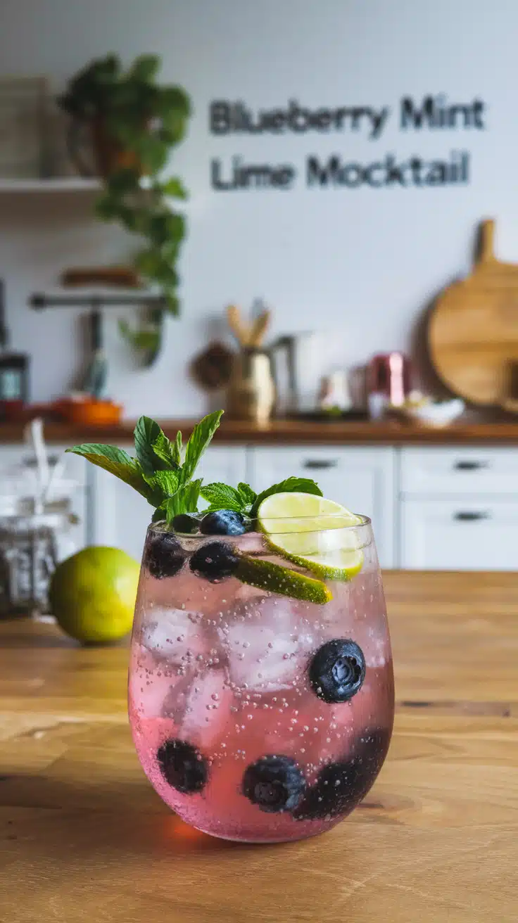 Blueberry Mint Lime Mocktail