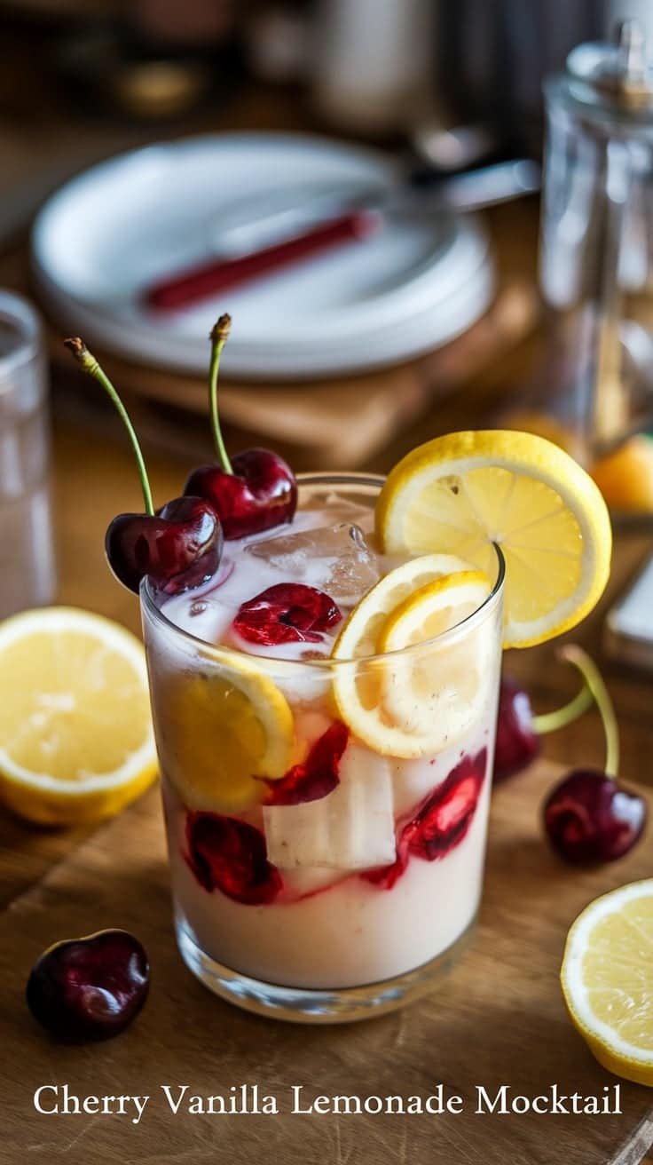 Cherry Vanilla Lemonade Mocktail 