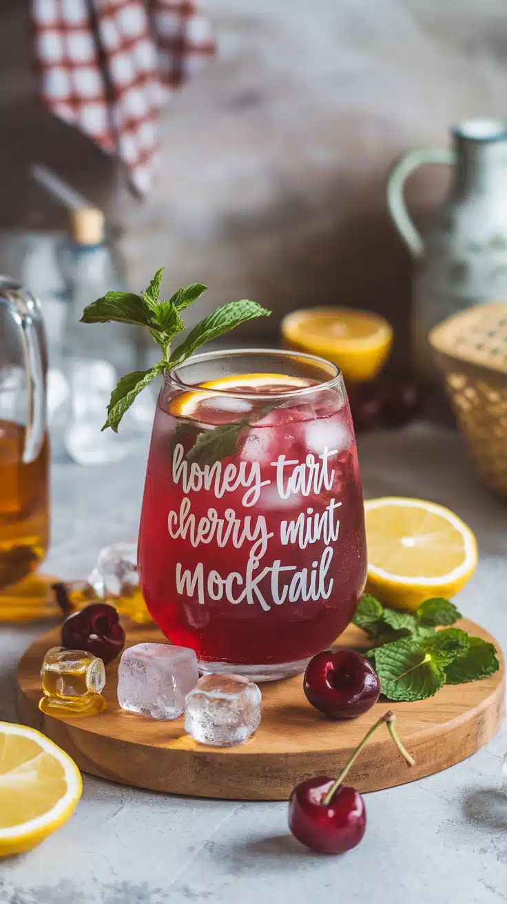 Honey Tart Cherry Mint Mocktail