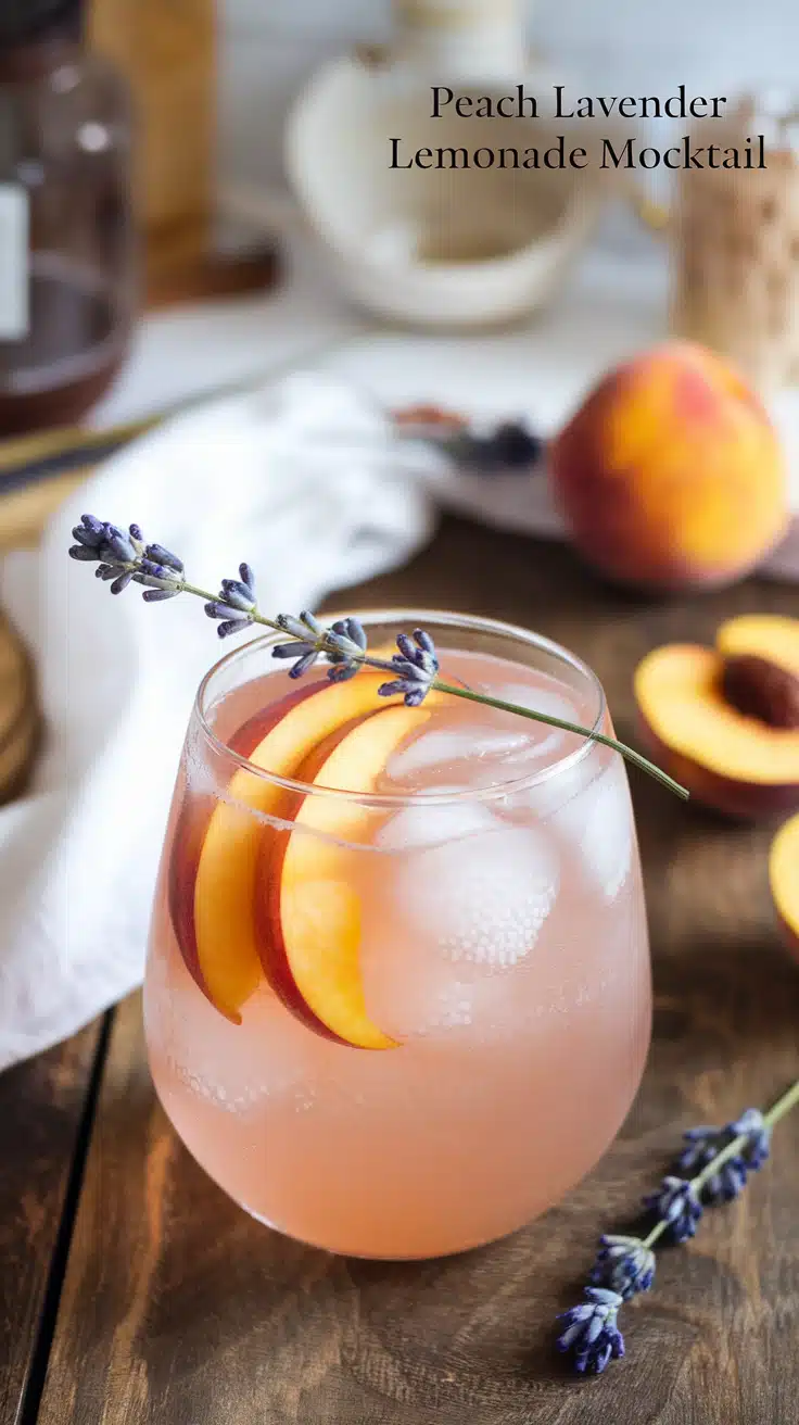 Peach Lavender Lemonade Mocktail 