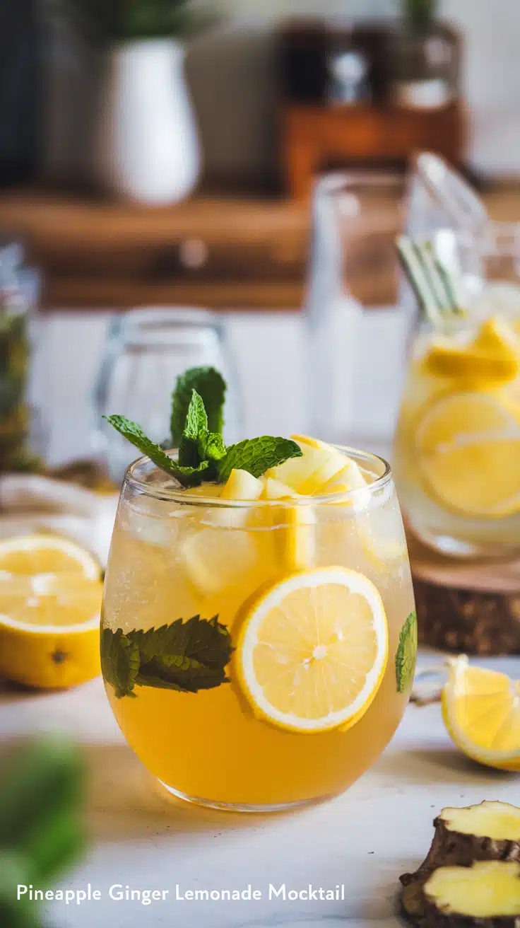 Pineapple Ginger Lemonade Mocktail