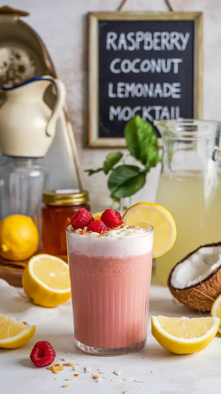 Raspberry Coconut Lemonade Mocktail 