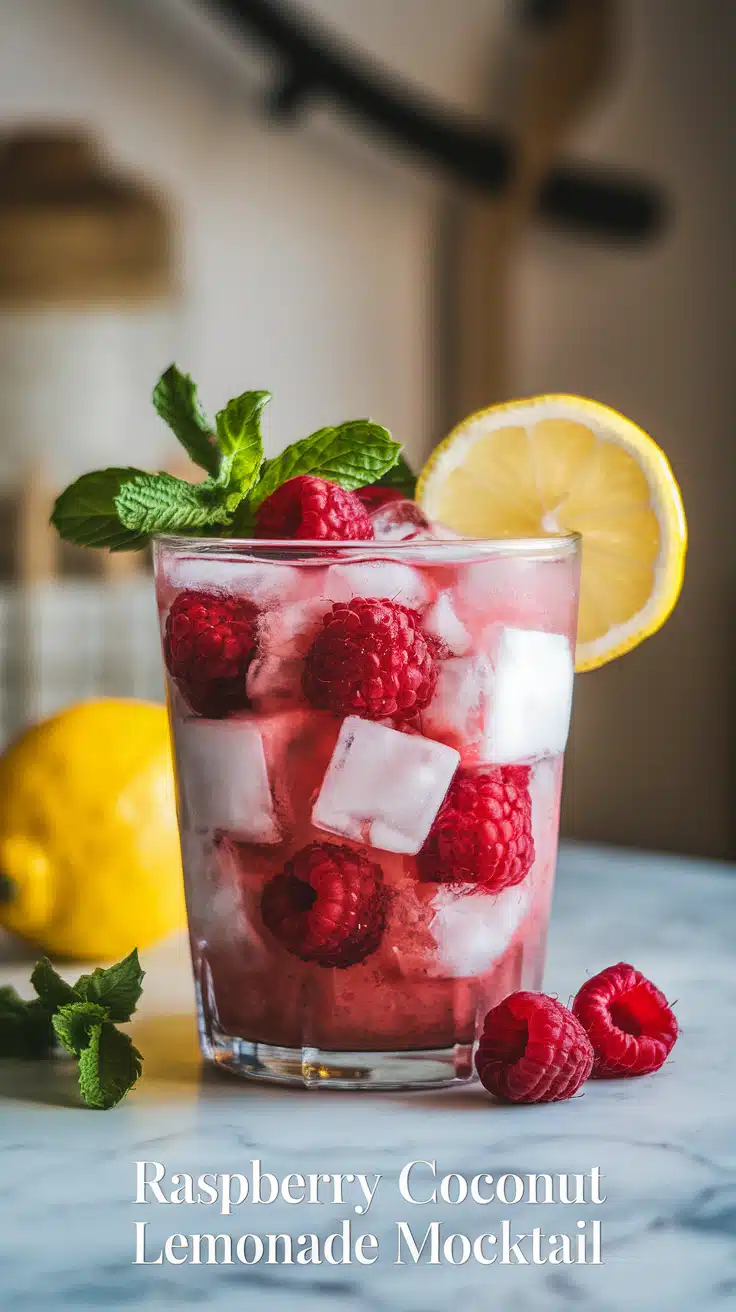 Raspberry Coconut Lemonade Mocktail 